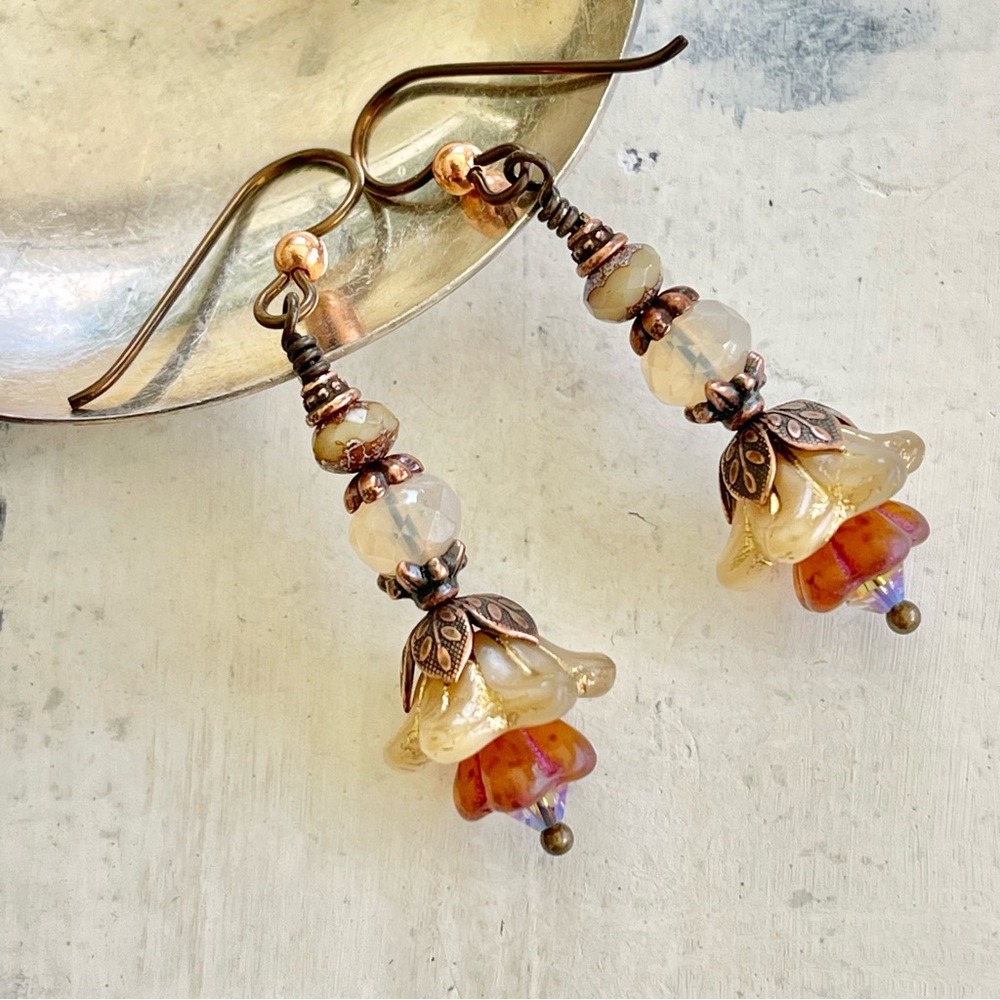 ARTISAN Earrings “Champagne and Roses” - Dangles - Picture 3 of 10